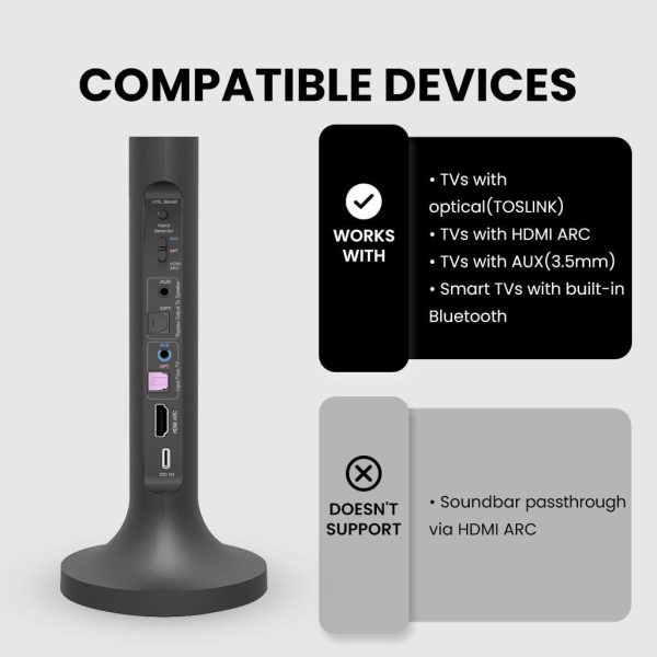Avantree Opera Plus - Wireless Headphones for TV Watching, Compatible with TVs Equipped with HDMI ARC, Optical or AUX Audio Output Ports, Cinema & Clear Dialogue Modes, Enhanced Volume for Seniors - Image 3