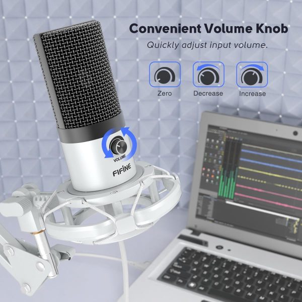 USB Recording Microphone Kit, Studio Condenser Microphone for Vocals Music Creation, Voice-Over, Singing with Metal Boom Arm, 16mm Diaphragm, Podcast Mic Set-T669 White - Image 3
