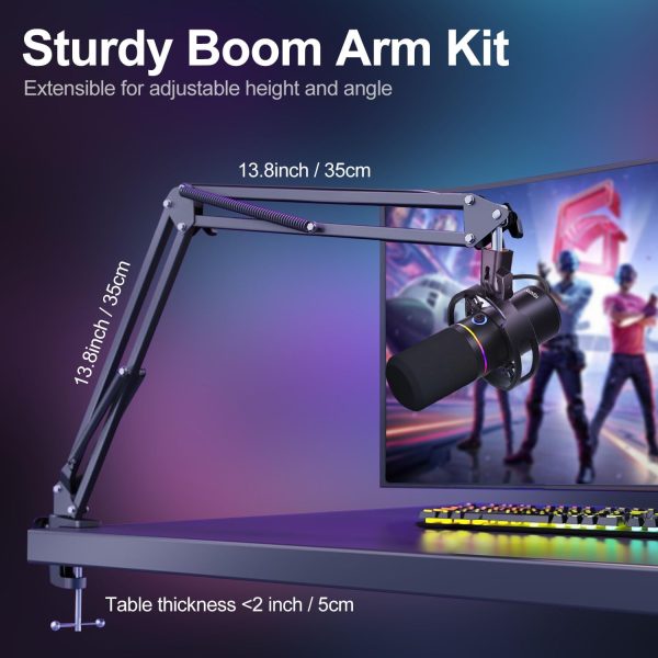 XLR/USB Dynamic Microphone Kit, PC Microphone for Streaming, Podcasting, Gaming, RGB, Mute and Noise Cancelling Function, Volume Control, Headphone Jack - Image 7